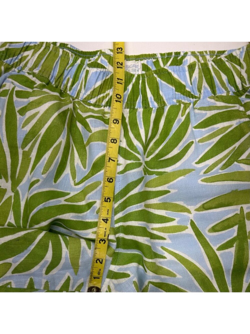 Sigrid Olsen Tropical Leaf Print Linen Top & Wide-Leg Pants Set Green & Blue S - Picture 13 of 16